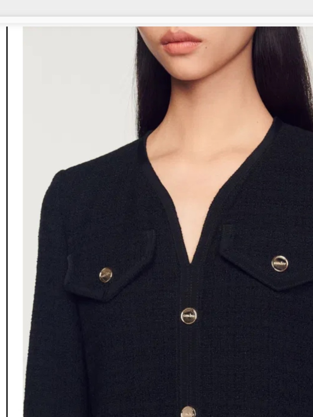 Sandro Black Button-Front Blazer Dress with Gold Buttons - Picture 3 of 7